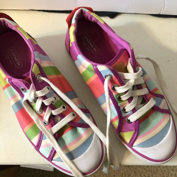 Coach Shoes - Coach Barrett Multicolored Striped Sneakers, S8